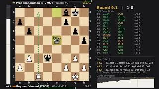 Thumbnail: Nimzo-Larsen Attack too strong: Keymer, Vincent (2650) downs Praggnanandhaa R (2707) — GCT Semi R9.1