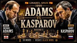 Thumbnail: Garry Kasparov's CLINICAL Victory♟️ Adams vs Kasparov Linares 1999 ♟️ Chess Analysis♟️