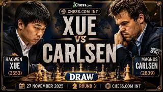 Thumbnail: Magnus Carlsen ESCAPES♟️Xue vs Carlsen (2025) ♟️ Chess.com Rapid♟️
