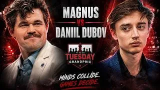 Thumbnail: Magnus Carlsen vs Daniil Dubov | Rare Pairing at Titled Tuesday 🔥