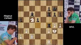 Thumbnail: Magnus Carlsen Shocked by His Own Blunder Against MVL – You Won’t Believe What Happened!