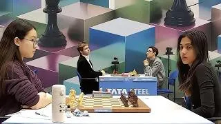 Thumbnail: 14-year-old Lu Miaoyi vs Divya Deshmukh / Tata Steel Chess 2025 CHALLENGERS / R7 Sicilian Defense