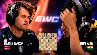 Thumbnail: Nihal Sarin was NOT Ready for Carlsen's INSANE Knight Sacrifice at the EWC