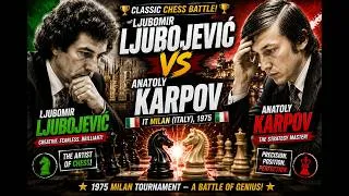 Thumbnail: Ljubomir Ljubojevic vs Anatoly Karpov. It Milan (Italy), 1975.