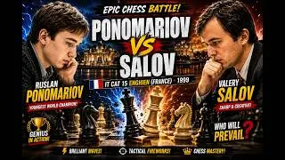 Thumbnail: Ruslan Ponomariov vs Valery Salov. It Cat 15 Enghien (France), 1999.