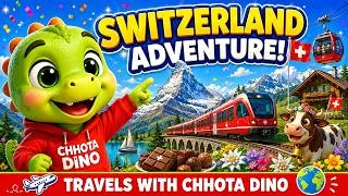 Thumbnail: 🇨🇭 Switzerland Adventure with Chhota Dino! 🦖🚂🏔️ | Alps, Swiss Train & Chocolate Fun for Kids