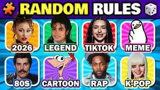 Thumbnail: Save One Song 🎵RANDOM Rules 🔥 8 Songs Challenge! | Music Quiz 2026