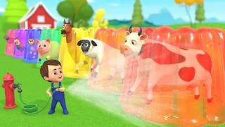 Thumbnail: Oh No! Baby Animals Trapped in Giant Color Jelly 🐮 Rescue & Wash Fun | Farm Animals Sounds & Names