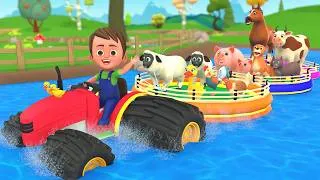 Thumbnail: Baby Animals Playing on Water Tractor - Funny Animals Tractor Ride - Farm Animals Sounds & Names