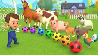 Thumbnail: Baby Animals Playing Soccer Balls - Funny Animals Goal Challenge - Farm Animals Sounds & Names