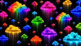 Thumbnail: 🌈 Neon Rain Clouds | Satisfying OLED Screensaver & Relaxing Music