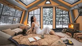 Thumbnail: Solo Winter Camping in Heavy Snow ❄️ Cozy Inflatable Tent & Wood Stove