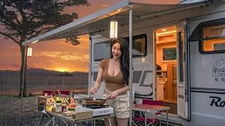 Thumbnail: Camping in a CARAVAN by the Sea 🌊 Rainy Day Cozy Vibes, Cooking & Relaxing