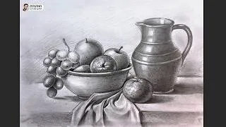 Thumbnail: Still Life Drawing for Beginners Step by Step | Pencil Shading | How To Draw Fruit Basket Jug