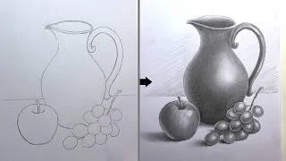 Thumbnail: Still Life Drawing for Beginners Easy Step by Step with Pencil Shading | How To Draw a Jug, Grapes