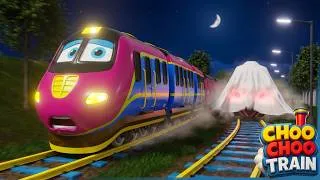 Thumbnail: Ghost Train Chases Normal Train! 😱 Funny Train Adventure Cartoon for Kids 🚂👻