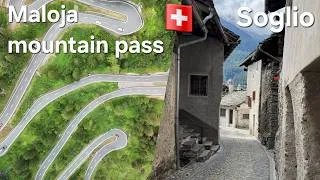 Thumbnail: In this video, we drive down the Swiss Maloja mountain pass and visit the old village of Soglio