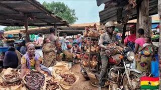 Thumbnail: RURAL VILLAGE MARKET IN ADA GHANA WEST AFRICA. VILLAGE MARKET SHOPPING 