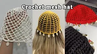 Thumbnail: Crochet Mesh Hat || Step by step crochet a mesh hat for beginners!
