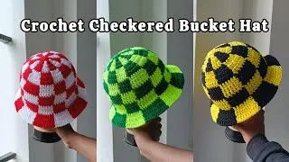 Thumbnail: How to Crochet a checkered bucket hat || Step by step crochet a bucket hat for beginners!
