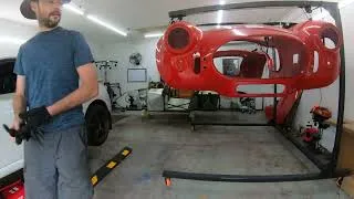 Thumbnail: Factory Five Roadster body lift and cart: First body removal