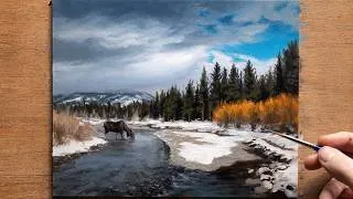Thumbnail: Winter Landscape Painting: Realism, Layering, and Color Study