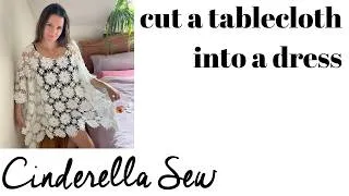 Thumbnail: Make a dress with a lace tablecloth - Cut hole in center of lacy table cloth DIY 70s style poncho