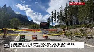 Thumbnail: Section of Highway near Canmore slated to reopen this month following rockfall