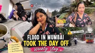 Thumbnail: Mumbai Floods Got So Bad… I Had to Take the Day Off! 🌊☔ | Weekly Vlog #viral #flood #mumbai 