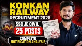 Thumbnail: Konkan Railway Recruitment 2026: 25 JE Civil Posts, Salary, Eligibility & Selection By Apoorv Patodi
