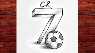 Thumbnail: CR7 Easy 3D Drawing ⚽ | 3D Cristiano Ronaldo Number 7 Pencil Sketch Tutorial