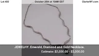 Thumbnail: JEWELRY. Emerald, Diamond and Gold Necklace.