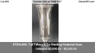 Thumbnail: STERLING. Tall Tiffany & Co Sterling Pedestal Vase