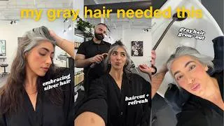 Thumbnail: My gray hair needed this haircut refresh | embracing natural gray hair at 31, gray hair grow-out