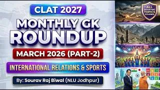 Thumbnail: March GK | Part-2 | Current Affairs for CLAT 2027 | IR & Sports | Backlog Killer Series