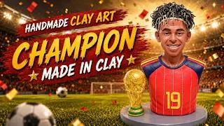 Thumbnail: Handmade Clay Sculpture of Lamine Yamal with the World Cup Trophy | Spain Champion 2026 ⚽🏆