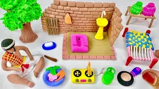 Thumbnail: DIY How to make polymer clay miniature Washroom set, Kitchen set,Charpai ,Tree, |clay miniature life