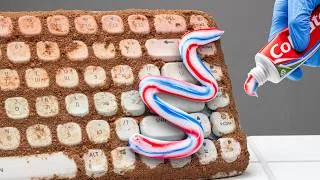 Thumbnail: Satisfying Toothpaste Keyboard Cleaning. ASMR