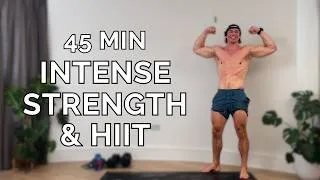 Thumbnail: Full Body Strength and HIIT Workout at Home Dumbbells Only