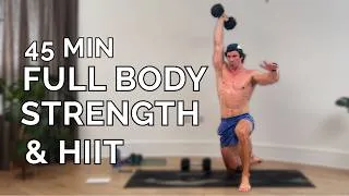 Thumbnail: 45 Min Full Body Dumbbell Workout at Home 🔥 Strength + HIIT