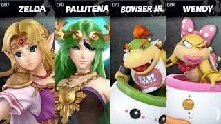 Thumbnail: Super Smash Bros. Ultimate - Zelda vs Palutena vs Bowser Jr vs Wendy