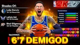 Thumbnail: THIS 6'7 DEMIGOD BUILD is UNSTOPPABLE in NBA 2K27! 95 MIDDY + 91 3PT RATING! Best Build 2K27