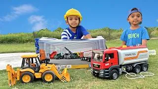 Thumbnail: Kids Unbox Bruder Fuel Tanker Truck | JCB & Construction Toys Playground Fun