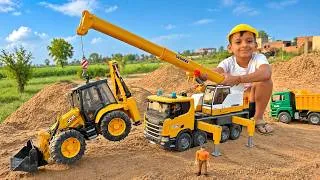 Thumbnail: Kids Play with Giant Bruder Crane & JCB Backhoe Loader at Construction Site | Rescue Mission 🚧🚜