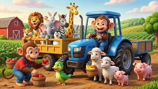 Thumbnail: Monkey Drives a Tractor to Take All His Animal Friends on a Farm Adventure! 🐒🚜🐘🦁 | Farm Work