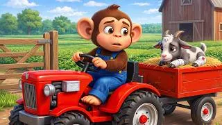 Thumbnail: Little Monkey Rushes to Rescue an Injured Baby Goat with His Red Tractor! | Farm Work