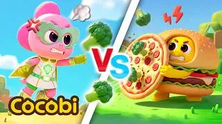 Thumbnail: Healthy Foods vs Junk Food😱 + More Fun Songs for Kids | Cocobi
