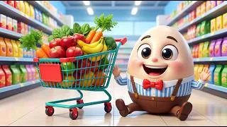 Thumbnail: Humpty Dumpty at the Grocery Store 🥚🛒 | Fun Nursery Rhyme for Kids | 3D Cartoon