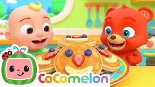 Thumbnail: Chef JJ + Boba's Funny Pancakes! 🥞🍓 | CoComelon Animal Time | Healthy Eating Songs for Kids