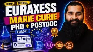 Thumbnail: Apply for Marie Curie PhD & PostDoc in Europe 🇪🇺🎓| Complete euraxess.ec.europa.eu Tutorial